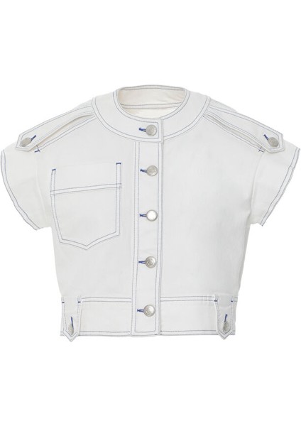 Apolet Detaylı Jean Ceket modelleri