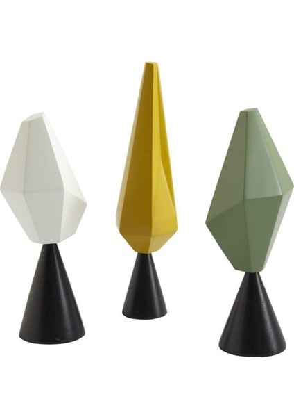 Miras Doğa Beyaz Sarı Yeşil Dekoratif Ağaçlar Seti