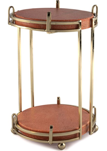 Mermer Yuvarlak 2 Katlı Servis Standı 17 x 28 cm