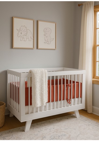 Kiremit Bumper Pamuklu Beşik Yan Koruma 60 x 120 cm modelleri
