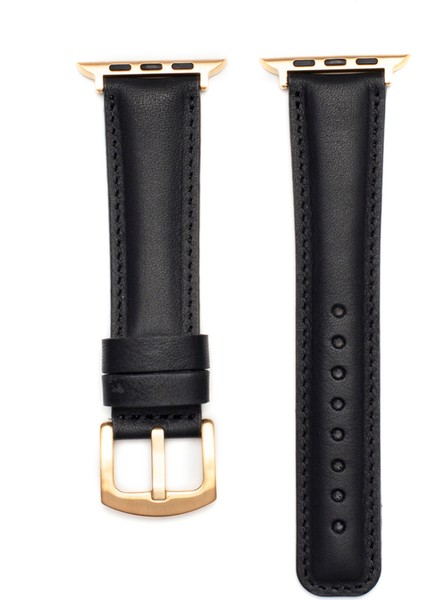 Apple Watch 42/44/45 mm Black Deri Akıllı Saat Kordon