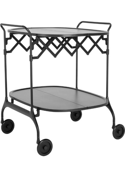 Gastone Siyah Fiberglas Tablalı Çizilmeye Dayanıklı Servis Masası 68 x 62 cm