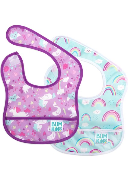 Rainbows & Unicorns Kız Bebek 2'li Başlangıç Mama Önlüğü