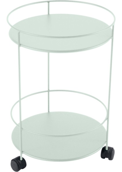 Guinguette Açık Mavi Metal Tekerlekli Bahçe Servis Sehpası