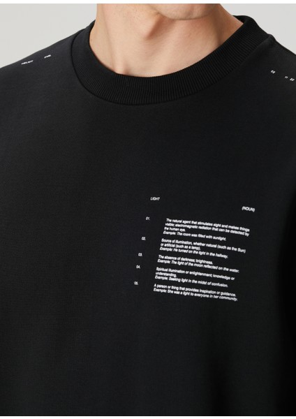 Siyah Kontrast Baskılı Sweatshirt indirimleri