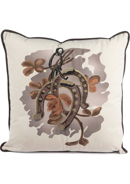Pegasus Nal Nakışlı Kadife Kırlent 55 x 55 cm