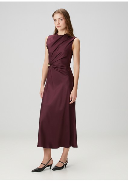 Roan Mürdüm Maksi Ipek Elbise modelleri