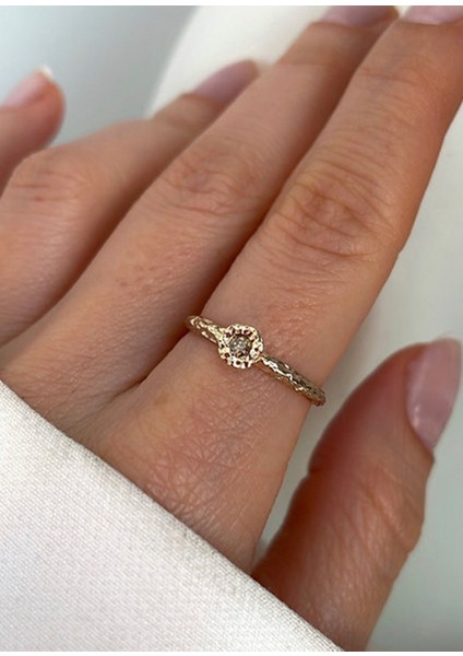 Caramel Pırlanta Taşlı 14 Ayar Altın Kadın Yüzük modelleri