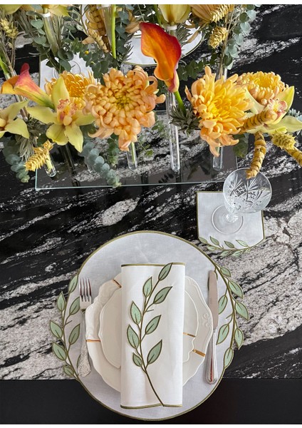 Diana 2’li Yeşil Yaprak Desenli Amerikan Servis 42X42 cm modelleri