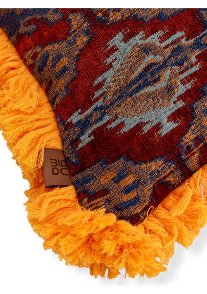 Ornella Ottoman Turuncu Saçaklı Etnik Desenli Kırlent 50 x 50 cm