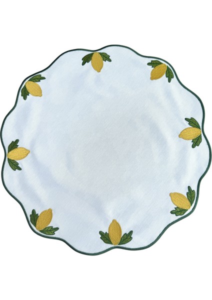 Amalfi Yeşil Desenli Keten 2'li Amerikan Servisi Seti