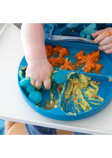 Koyu Mavi Silikon Vakumlu Tabak