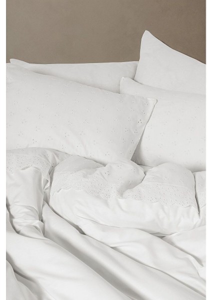 Eyelet Pamuk Çift Kişilik Nevresim Beyaz 200X220 fırsatları