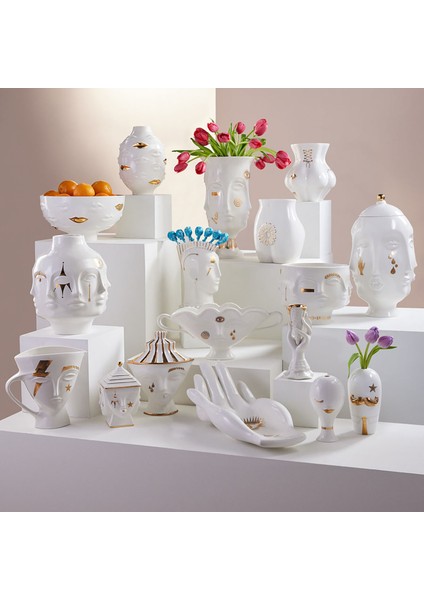 Gilded Gala Lips Beyaz Seramik Dekoratif Kase modelleri