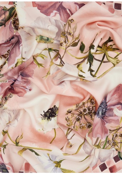 Pembe Beyaz Desenli Kadın Ipek Fular fiyatları