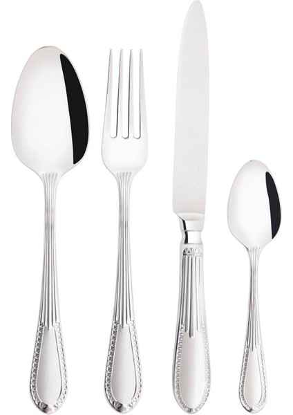 Elisa Parlak Gümüş Çelik 24 Parça 6 Kişilik Çatal Kaşık Bıçak Seti