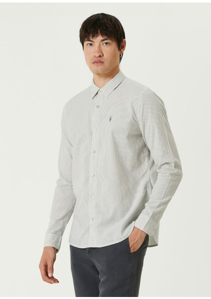 Relaxed Fit Villard Kırık Beyaz Çizgili Gömlek modelleri