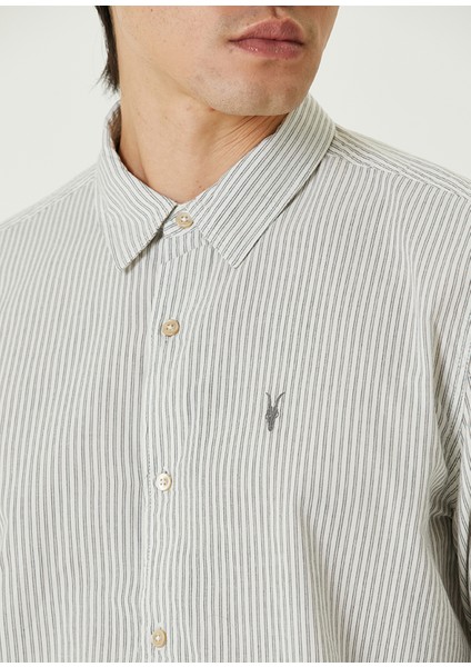 Relaxed Fit Villard Kırık Beyaz Çizgili Gömlek indirimleri