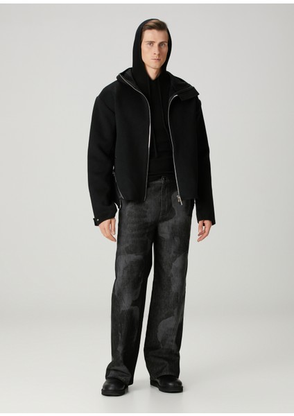 Siyah Kapüşonlu Yün Kazak fiyatları