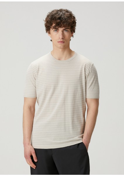 Bej Çizgili Triko