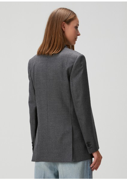 Koyu Gri Kruvaze Yün Blazer fırsatları