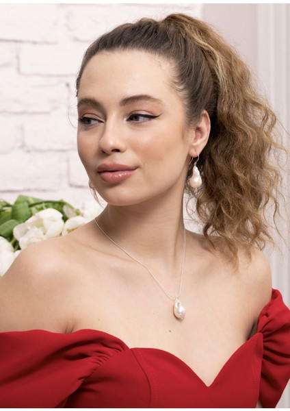 Alessandra 925 Ayar Gümüş Barok Inci Kolye modelleri