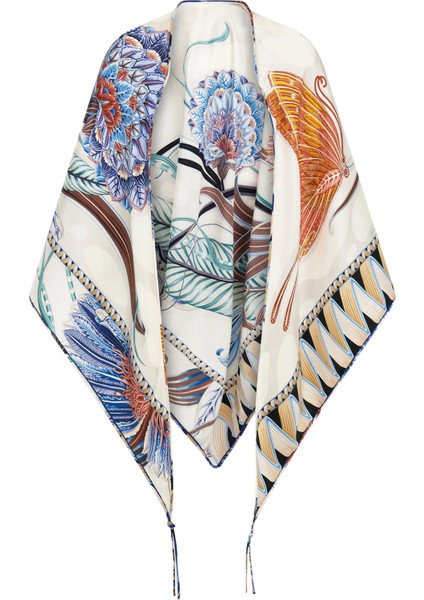 Desenli Kadın Ipek Fular