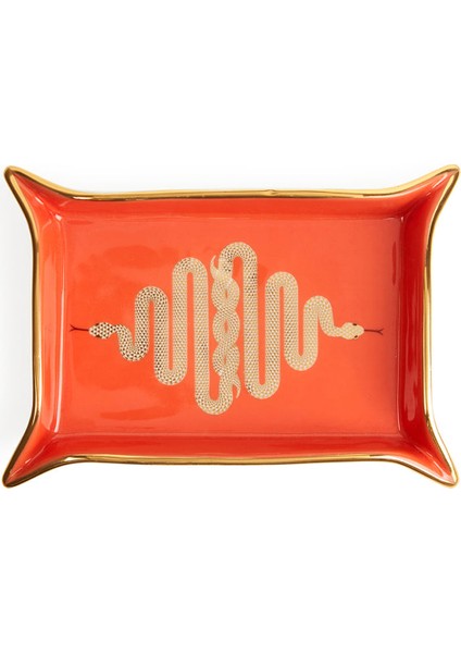 Snake Valet Turuncu Seramik Dekoratif Tabak