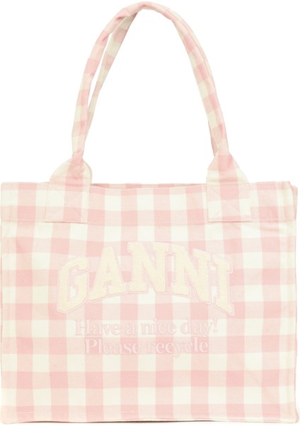 Easy Beyaz Pembe Desenli Kadın Alışveriş Çantası