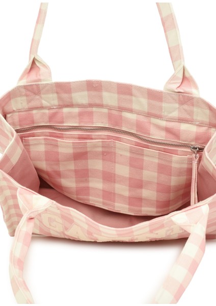 Easy Beyaz Pembe Desenli Kadın Alışveriş Çantası fırsatları