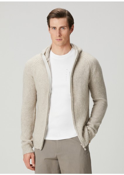 Bej Kapüşonlu Yün Triko Hırka modelleri