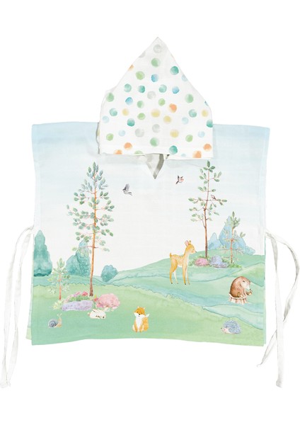 Arcadia 100% Organik Pamuk Bebek Çocuk Müslin Panço