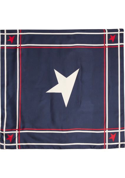 Lacivert Logolu Kadın Ipek Fular