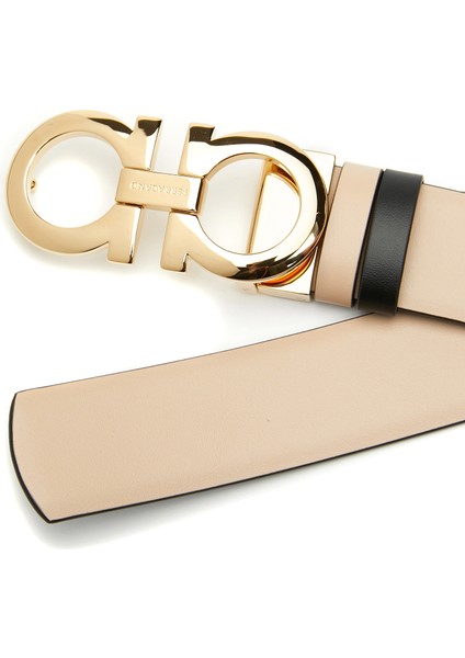 Bej Siyah Logo Tokalı Kadın Deri Kemer fiyatları