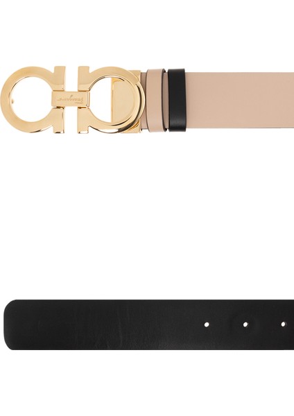 Bej Siyah Logo Tokalı Kadın Deri Kemer fırsatları