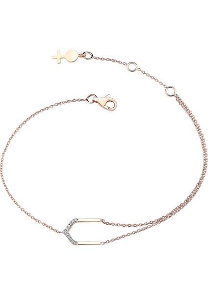 Four Centered Arch Pırlantalı Kadın Altın Bilezik