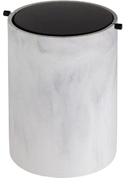 Mermer Siyah Desenli Banyo Çöp Kovası 4 Lt