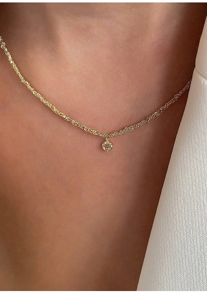 Honey Şampanya Pırlanta Taşlı 14 Ayar Altın Kadın Kolye fiyatları