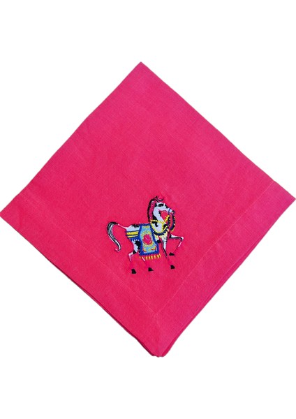 Pembe At Desenli Dekoratif Servis Peçetesi