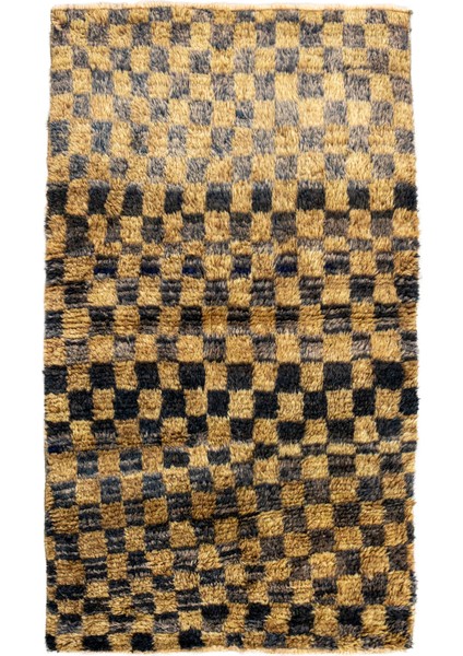 Efil Dama Desenli El Dokuma Yumuşak Tüylü Yün Halı 73X124 cm