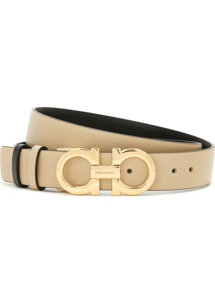 Bej Siyah Kadın Deri Kemer