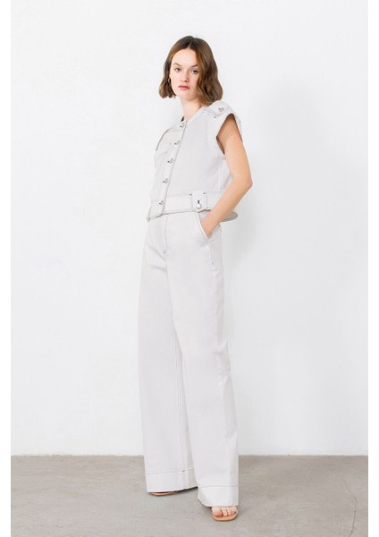 Apolet Detaylı Jean Ceket