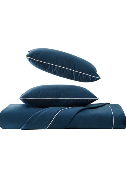 Kadife Lacivert Yatak Örtüsü