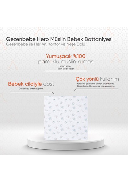 Hero Bunny Müslin Bebek Battaniyesi 120 x 120 cm fiyatları