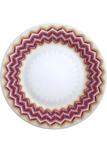 Jarris Bordo Zikzak Desenli Porselen Pasta Tabağı