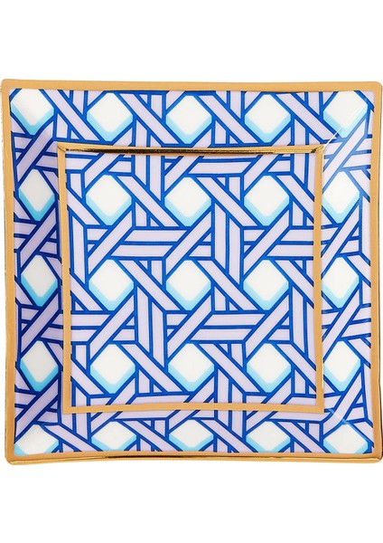 Mavi Desenli Kare Tepsi