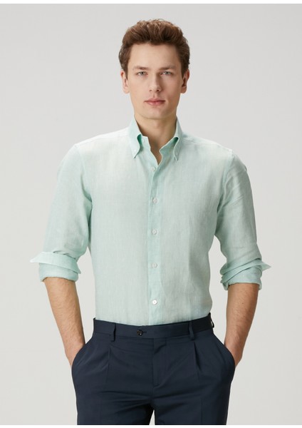 Eros Açık Yeşil Keten Gömlek