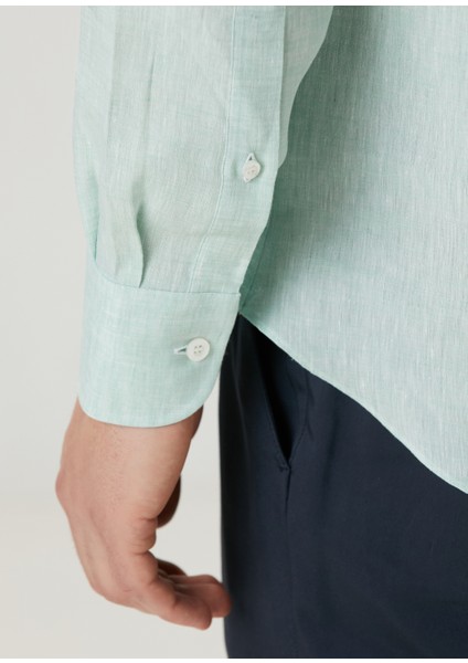 Eros Açık Yeşil Keten Gömlek