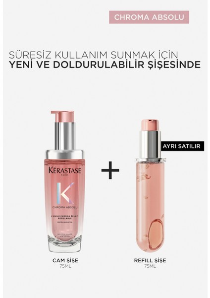 Chroma Absolu L'huile Chroma Eclat Yeniden Doldurulabilir Saç Yağı 75 ml indirimleri