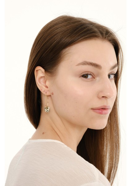 Hoshi Gold Leopar Desenli Doğal Taşlı Çelik Kadın Küpe modelleri